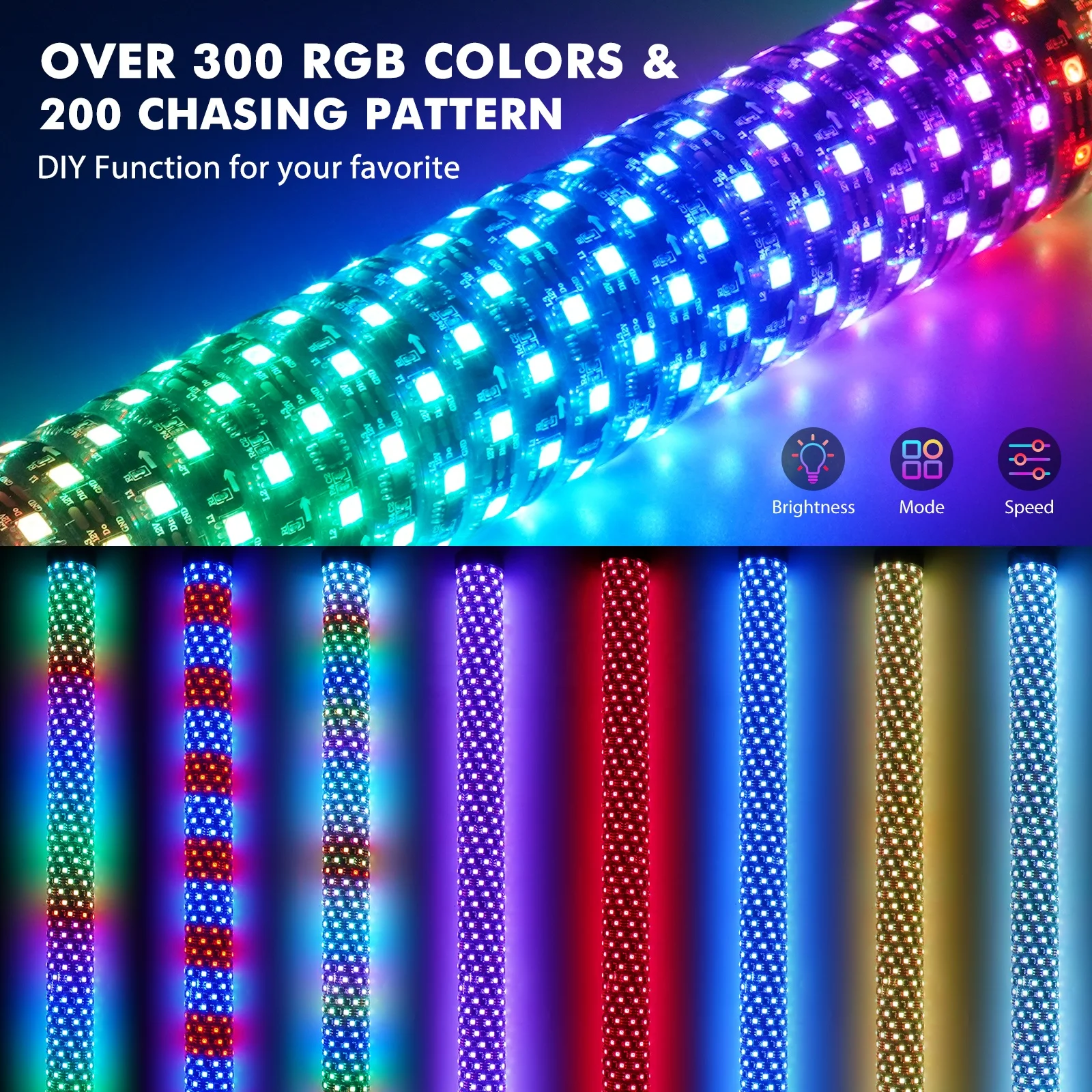 Bevinsee 1x 2ft 3ft Atv Utv Fat Spiral Led Whip Light Rgb Waterproof ...