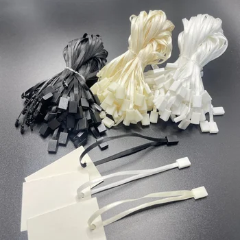 Cheap Custom HangTag Rope Polyester Product String Luxury Cloth Tags Seal String With Embossed logo Plastic Seal Hang Tag String