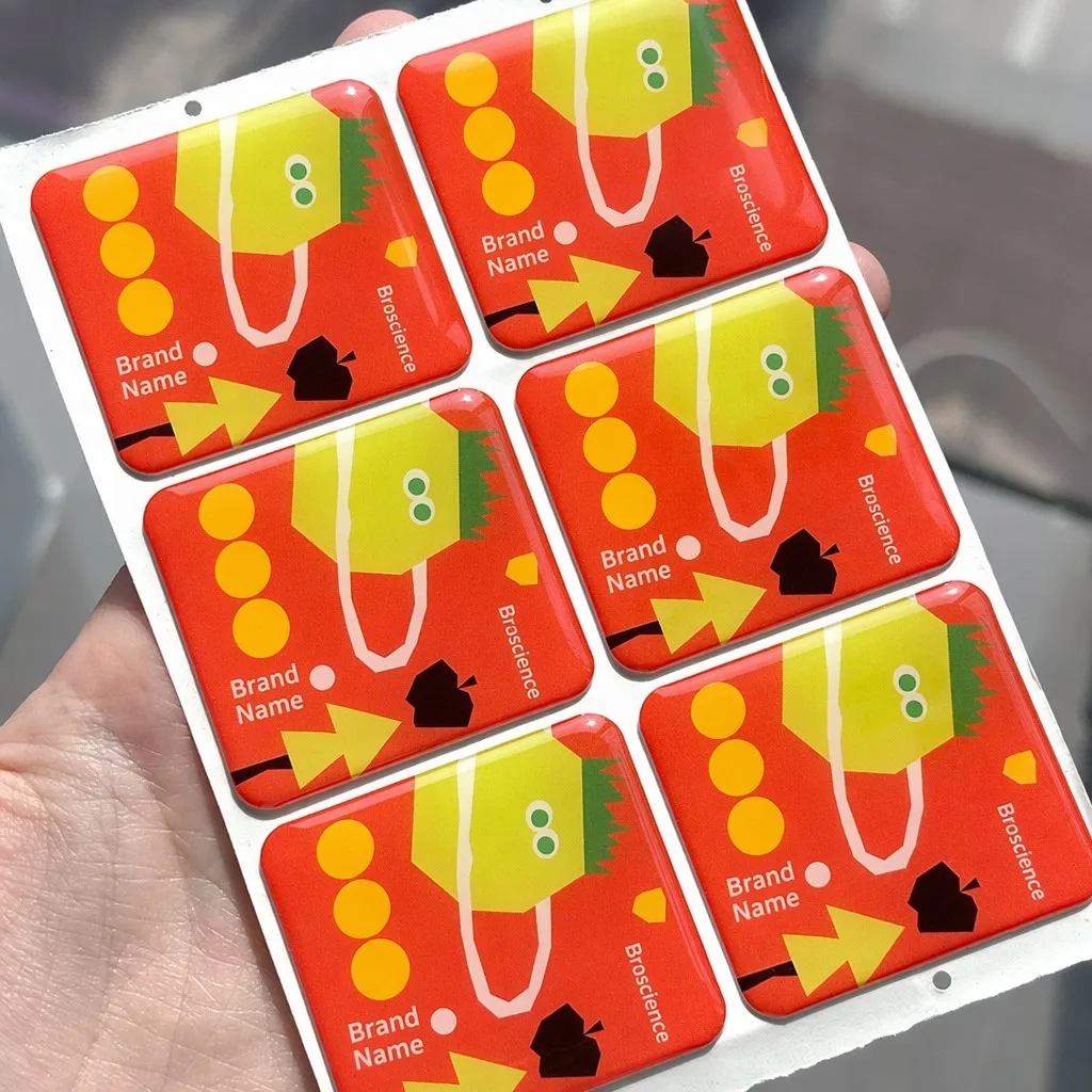 Custom Bioscience Resin Domed Labels 3D Epoxy Dome Stickers for IP Branding Merchandise