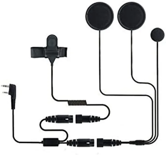 Helmet Kit with 2 Pin K-Plug Includes Walkie Talkie Headset and Earpiece Mic for Full Face Motorcycle