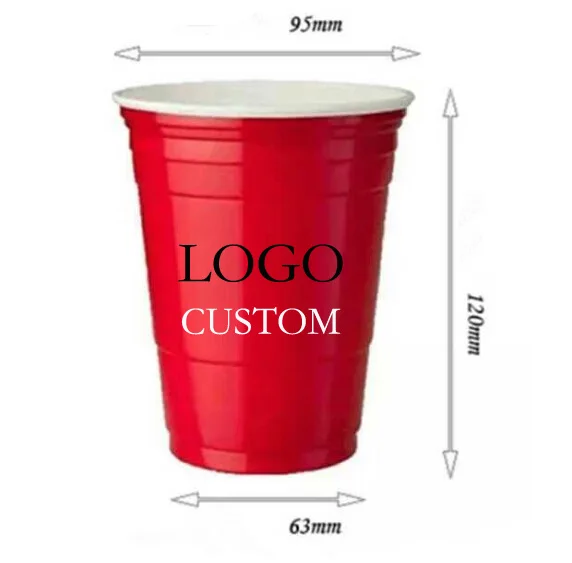 Индивидуальная многоразовая пивная кружка для бара понга питьевая прочная двойная стена красочные пластиковые Красные праздничные чашки на заказ