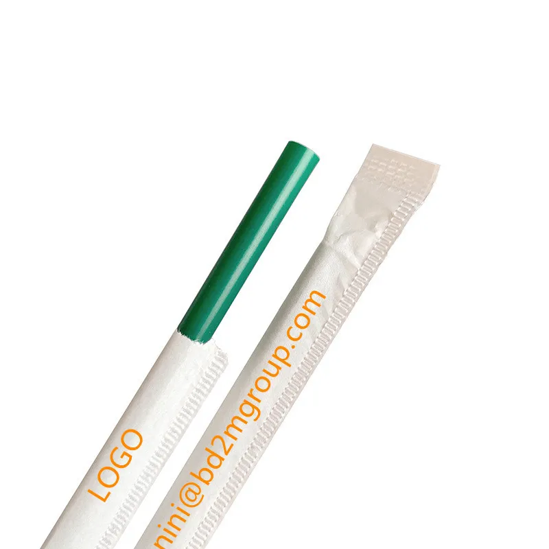 Biodegradable Plant Based Colored Pla Drinking Straw With Paper Wrapped