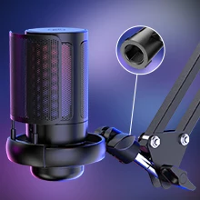 RGB Mic PC Micros Microfone Mikrofon Microfono Profesional Nubwo G06 Wireless Headset Gaming RGB Microphone with Boom Arm Stand