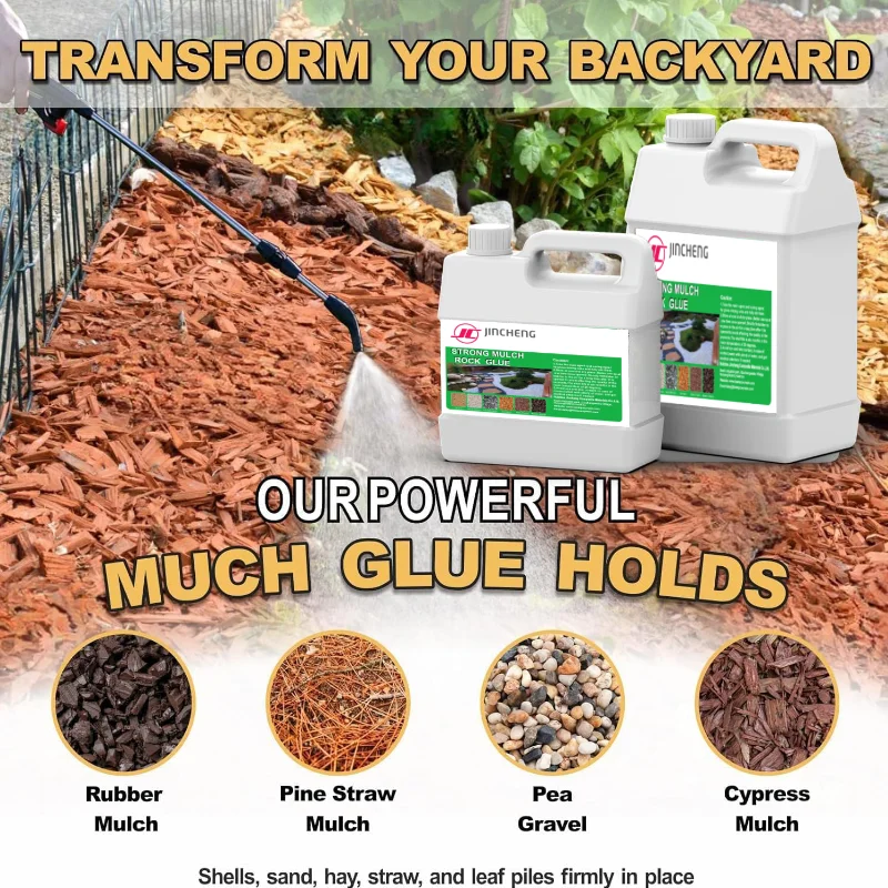 Mulch Glue Water-based Adhesive and Pea Gravel Stabilizer Lasts up to 2 Years Fast-Dry  Strong Mulch Glue for Landscapes