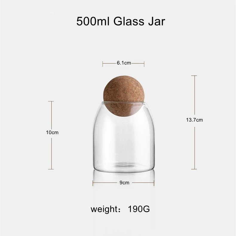 500ml Unique Glass Storage Jar Glass Candle Jar With Wood Cork Ball Lid Buy Jar With Ball Cork 0832