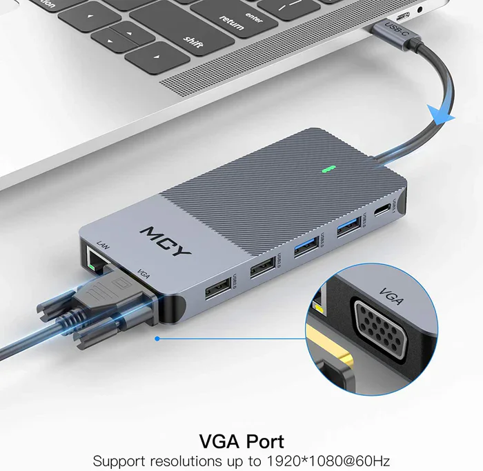 12 in 1 Triple Display USB C Docking Station 4K HDMI LAN Type C Hub Docking Station with DP for Laptop Desktop Computer