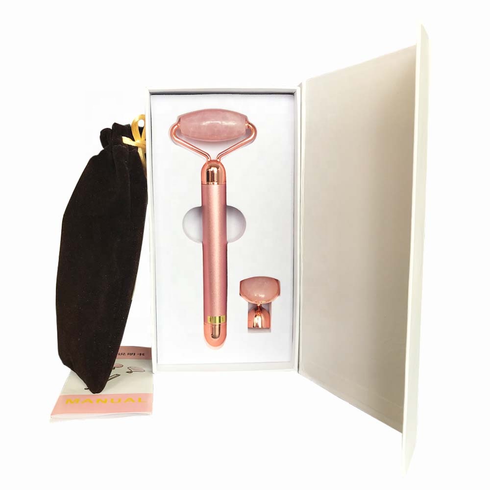 Электрический вибрирующий нефритовый ролик, розовый КВАРЦЕВЫЙ массажер для лица, цвет под заказ