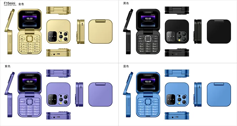 Factory Customized i16pro Mini Fashionable Folding Mobile Phone with French and Spanish Keyboard FM Feature
