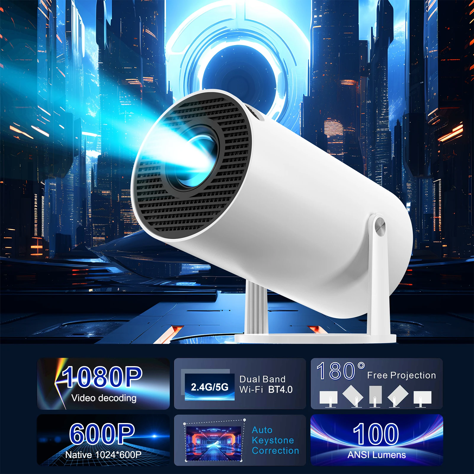 LittleJammerpro Live!Screen Music I新品未使用 HY300A Smart Mini Projector - 1080P, Android 9.0, 1-Year