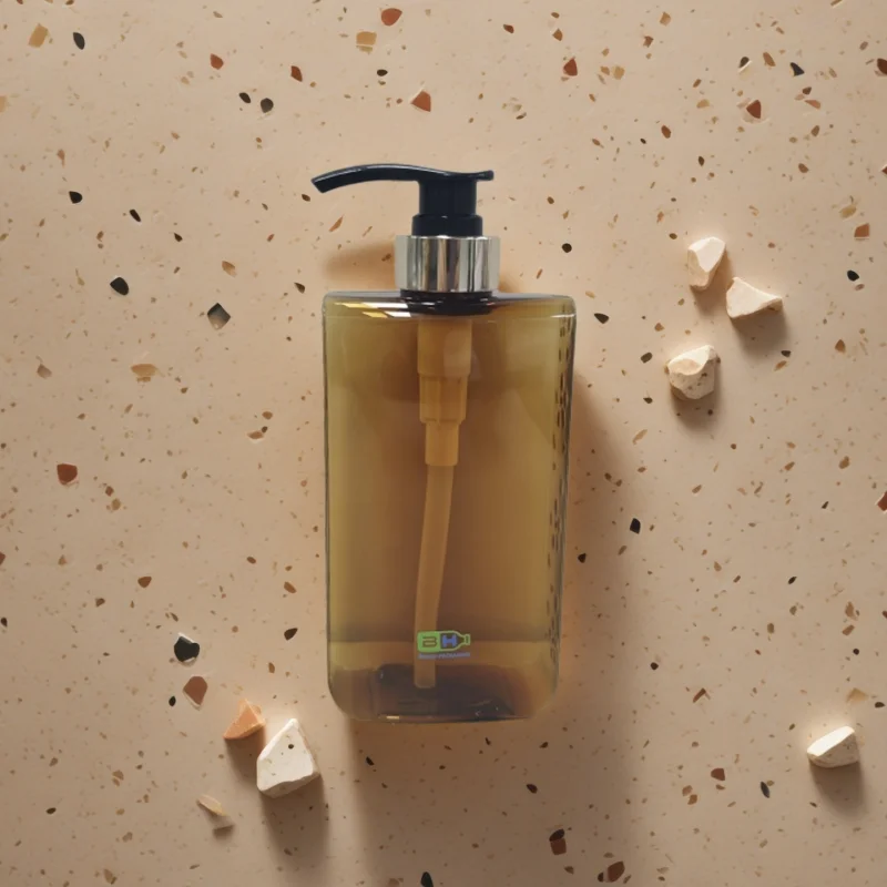 Custom Luxury 300ml 500ml PETG Plastic Pump Bottle Shampoo Shower Gel Body Wash Square Bottle