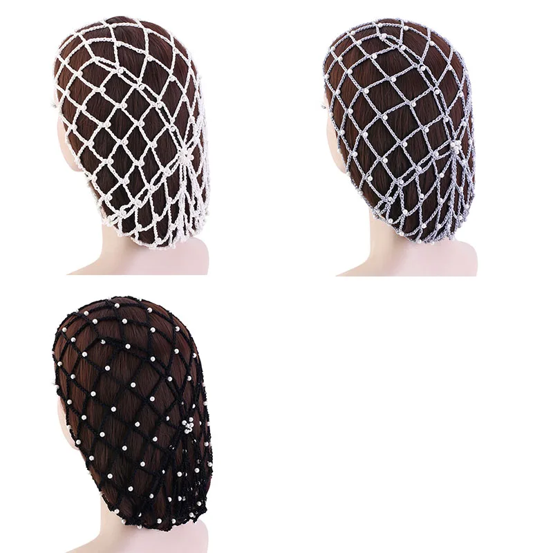 Летняя дышащая сеточка для волос с жемчугом