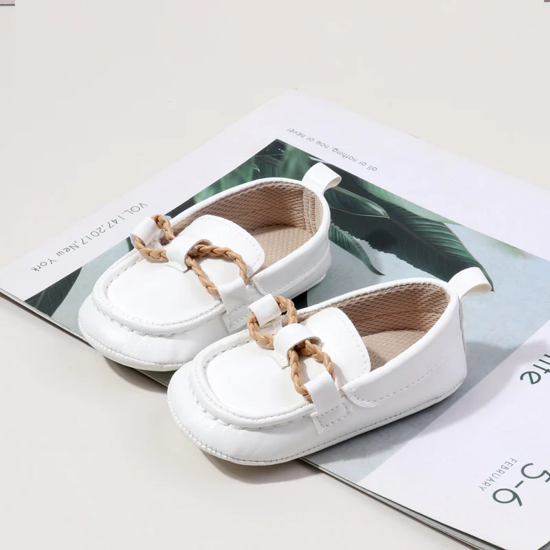 New Arrival Anti-Slip Soft PU Baby Dress Shoes with Flat Outsole Breathable Slip-On Loafers for Boys BBW3229 details