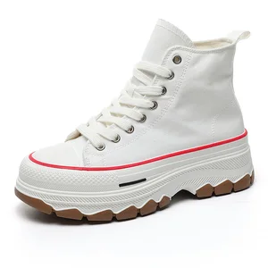 Autumn New Classic Sports Loafers Breathable High Collar Canvas Shoes with Thick Sole Versatile Design