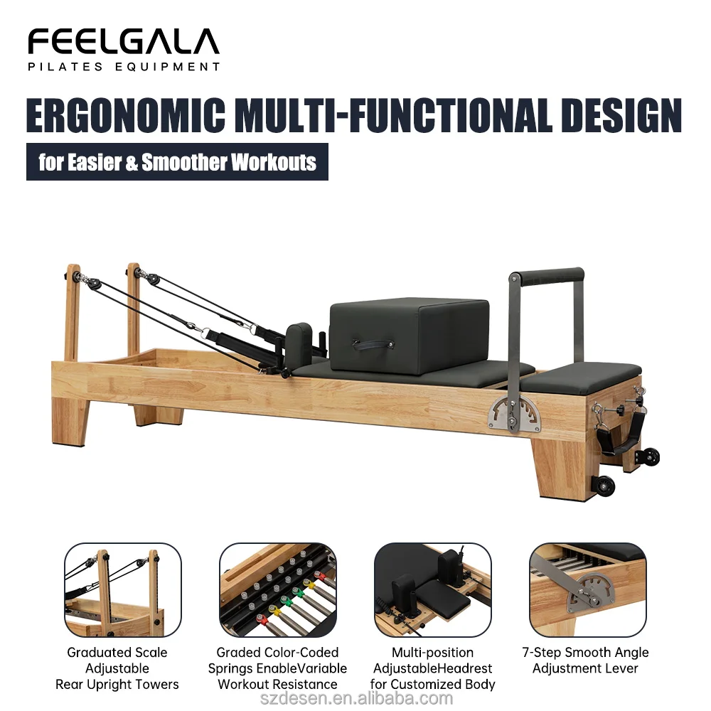 Solid Oak Wood Portable Pilates Reformer Professional Core Training Sliding Bed product detail 3