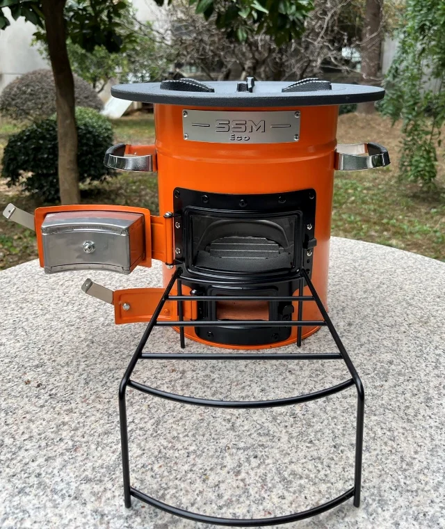 Poêle De Camping Multifonction BBQ#BOSS - Bois/charbon, Plaque Grill Et Cuisson En Fonte, Transportable