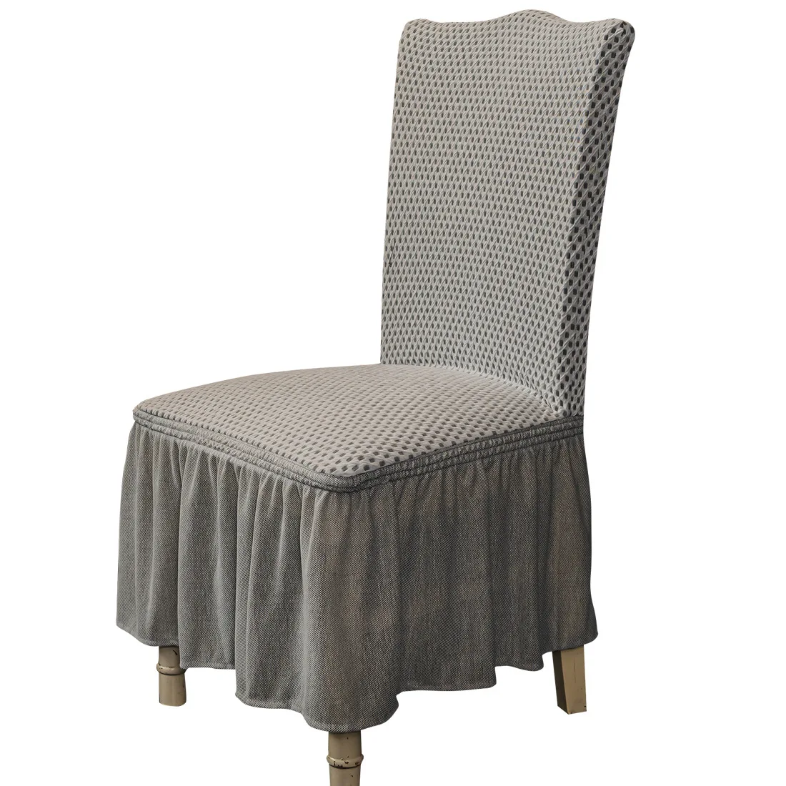 Modern Luxury High Quality Seersucker Hemline Solid Chair Cover Dining Room Wedding Hotel