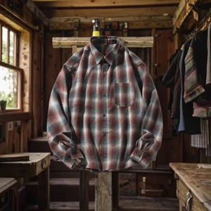 Customized R&D Wholesale Sample Production Men's American Retro Plaid Flannel Casual Long Sleeve Coat Lapel Patch for Autumn