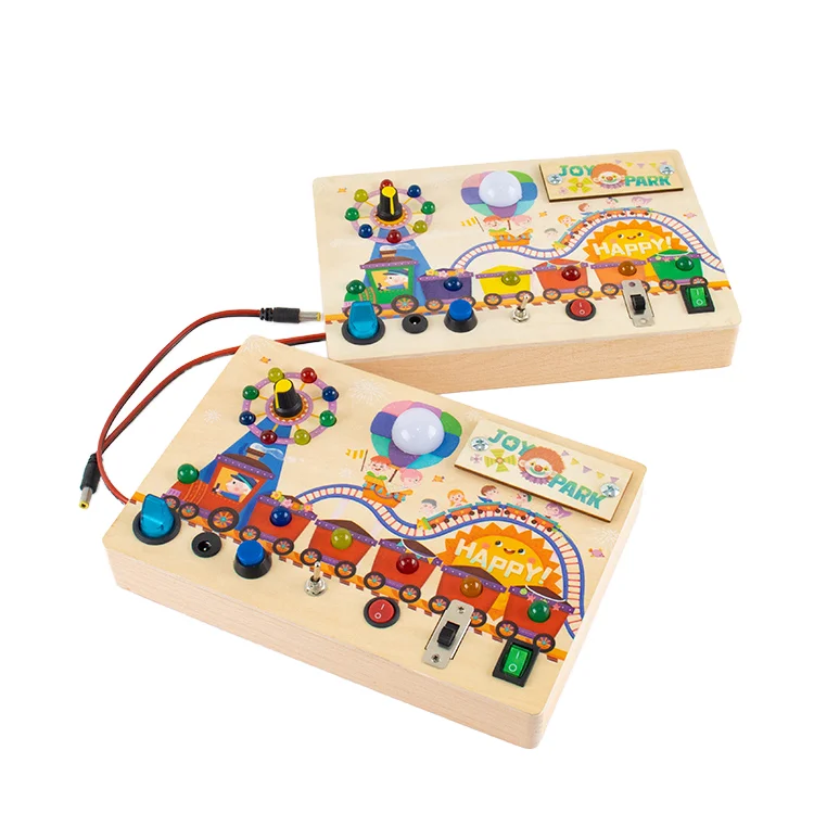 2024 Newest Toddler Preschool Playground LED Light Hand-on Fidget Board Electronic Busy Board Baby Educational Toys