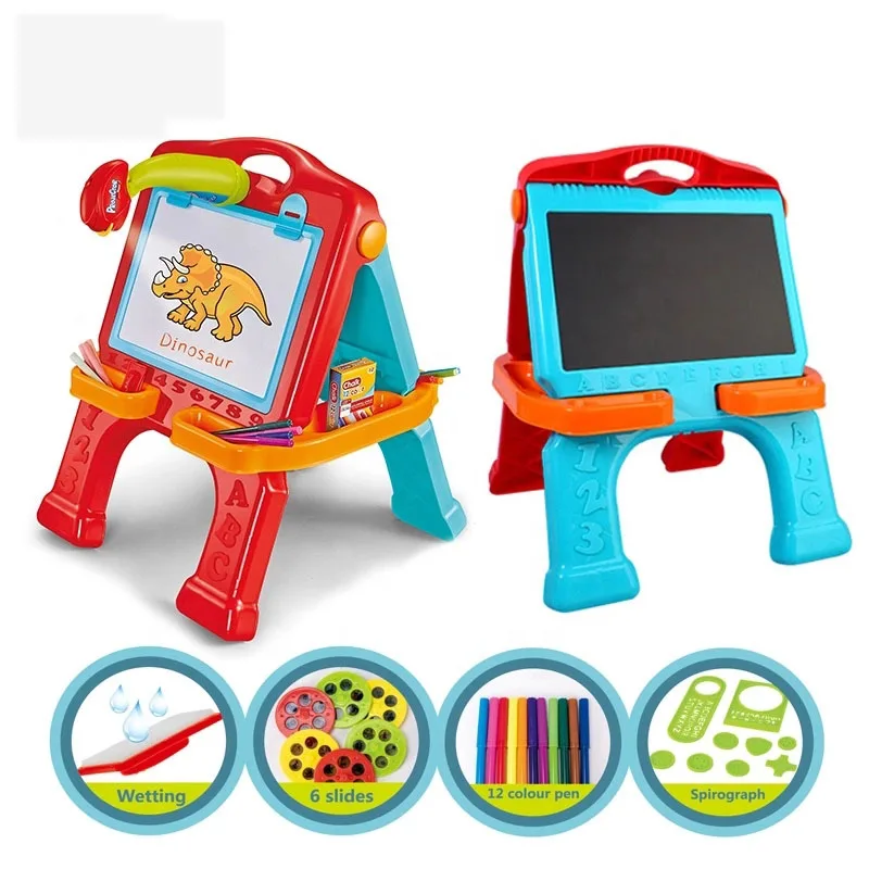 3 In 1 Double Sided Chidlren's Drawing Board Kids Painting Board Stand