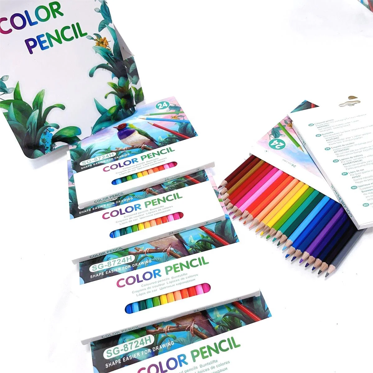Professional Good Quality School Supply 24 Colors Drawing Coloring Wooden Oil-based Art Colored Pencils for Kids Students