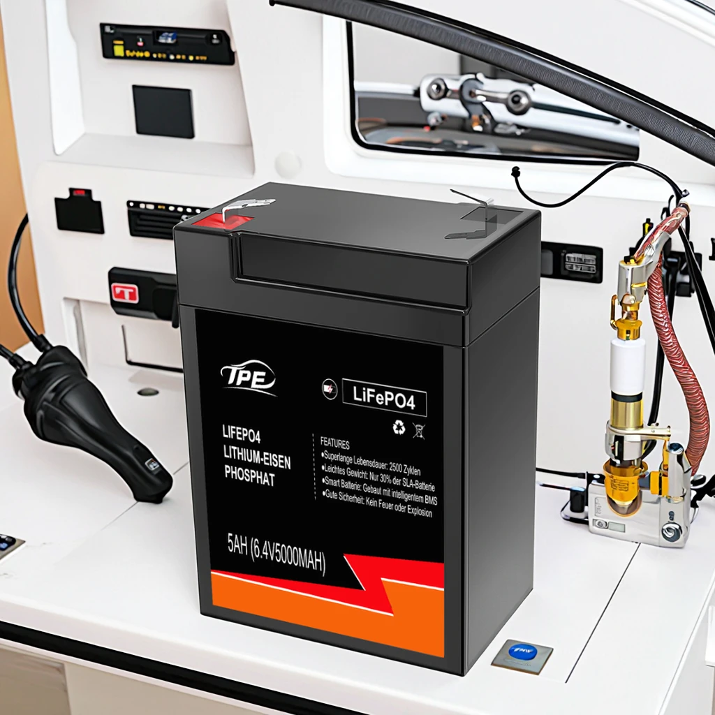 TPE Lifepo4 Battery 6.4V 5Ah, 6V Lithium Battery, Deep Cycle Rechargeable Battery  for RV, Solar, Marine