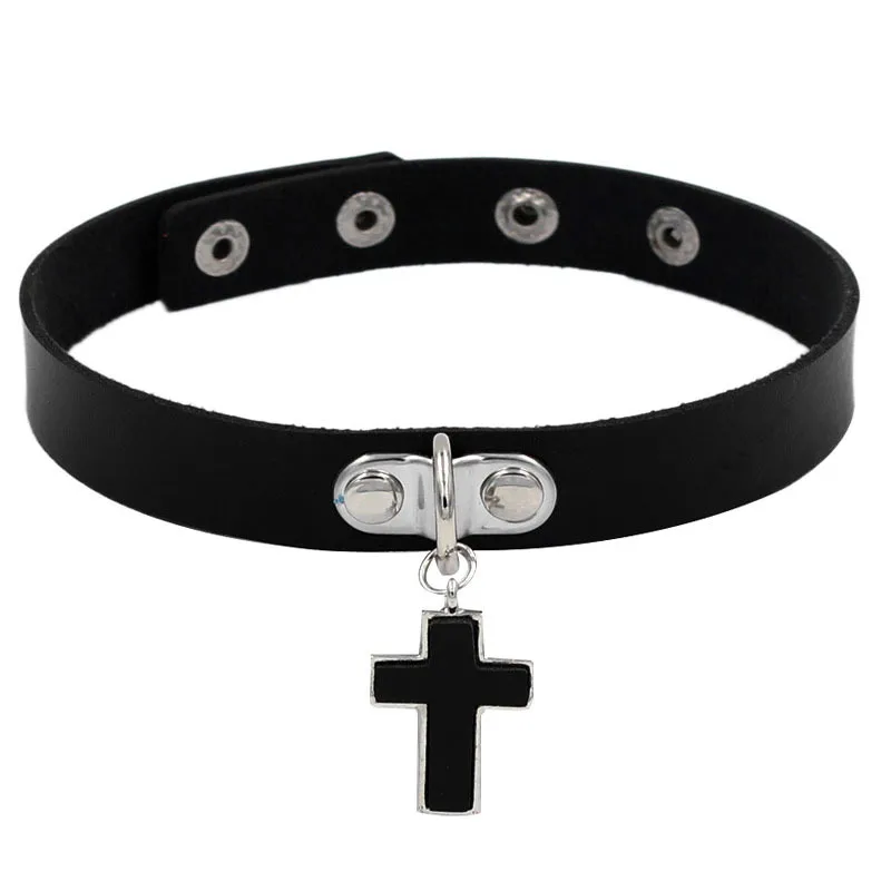 2pcs Gothic Punk Love Heart O-Ring PU Leather Choker Collar Necklace Women Girls