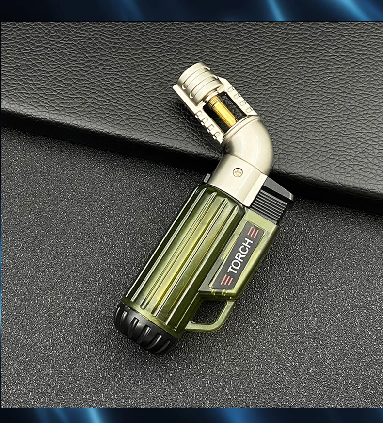 Wholesale Small Refillable Gas Metal Torch Lighter Adjustable Single Jet Flame  Cigar Lighter With Safety Lock