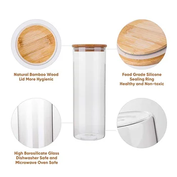 10 oz Clear Glass Borosilicate Jar with Bamboo Silicone Sealed Lid