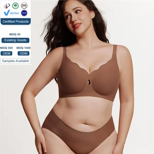 Sujetadores Wire Free Large Size Breathable Spandex/Nylon Large Cup Underwear Women Seamless Jelly Glue Bra BH