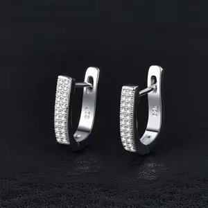 Custom Sterling Silver 925 Jewellery Earrings Cubic Zirconia Crystal Huggie Hoop Earring Wholesale Jewelry
