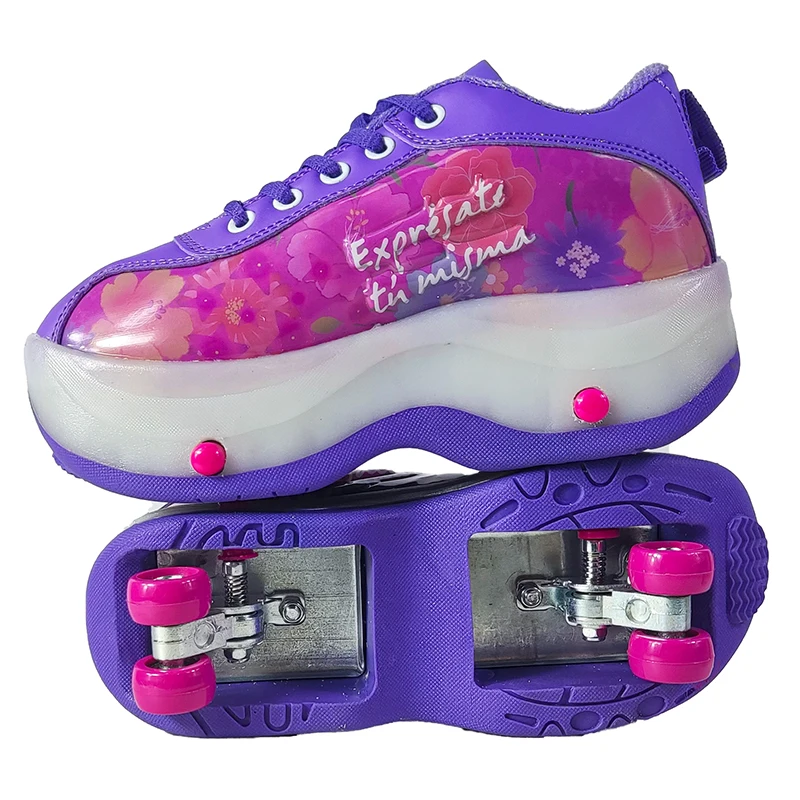 Flymagic LED Light up Deformation Kick Roller Skates for Kids