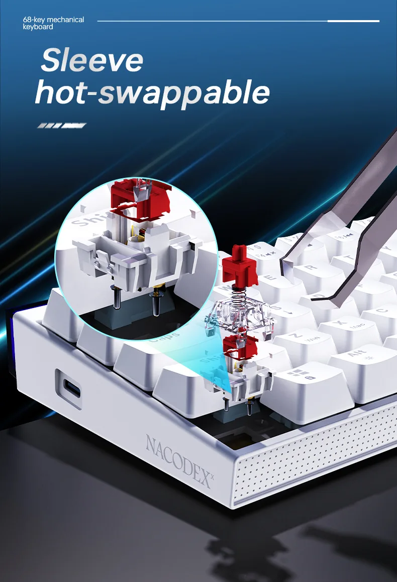 AJAZZ NK68 Red Axis Mechanical RGB Keyboard Wired Office Computer