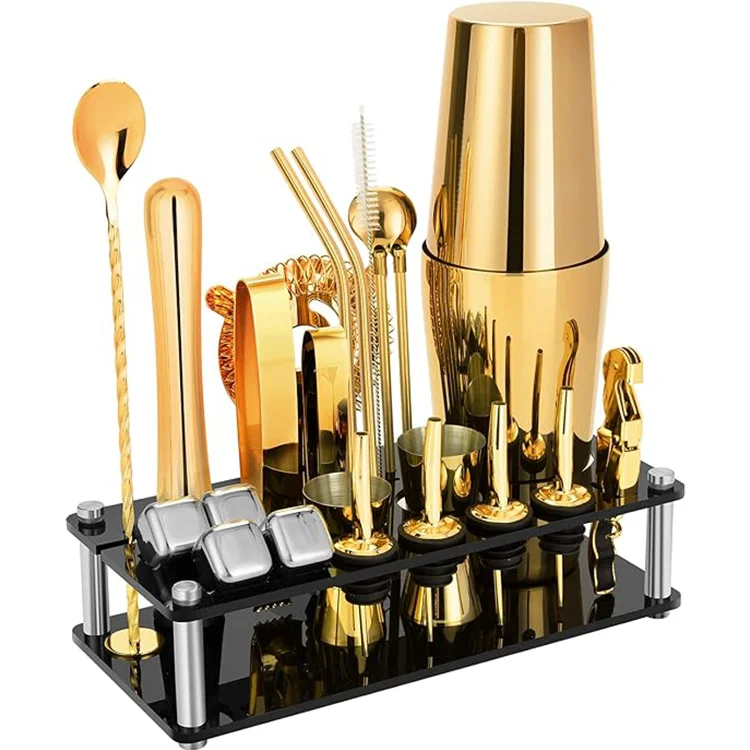 Professional 23-Piece Stainless Steel Boston Cocktail Shaker Set Reusable Customized Color Home Bar Bartender Kit