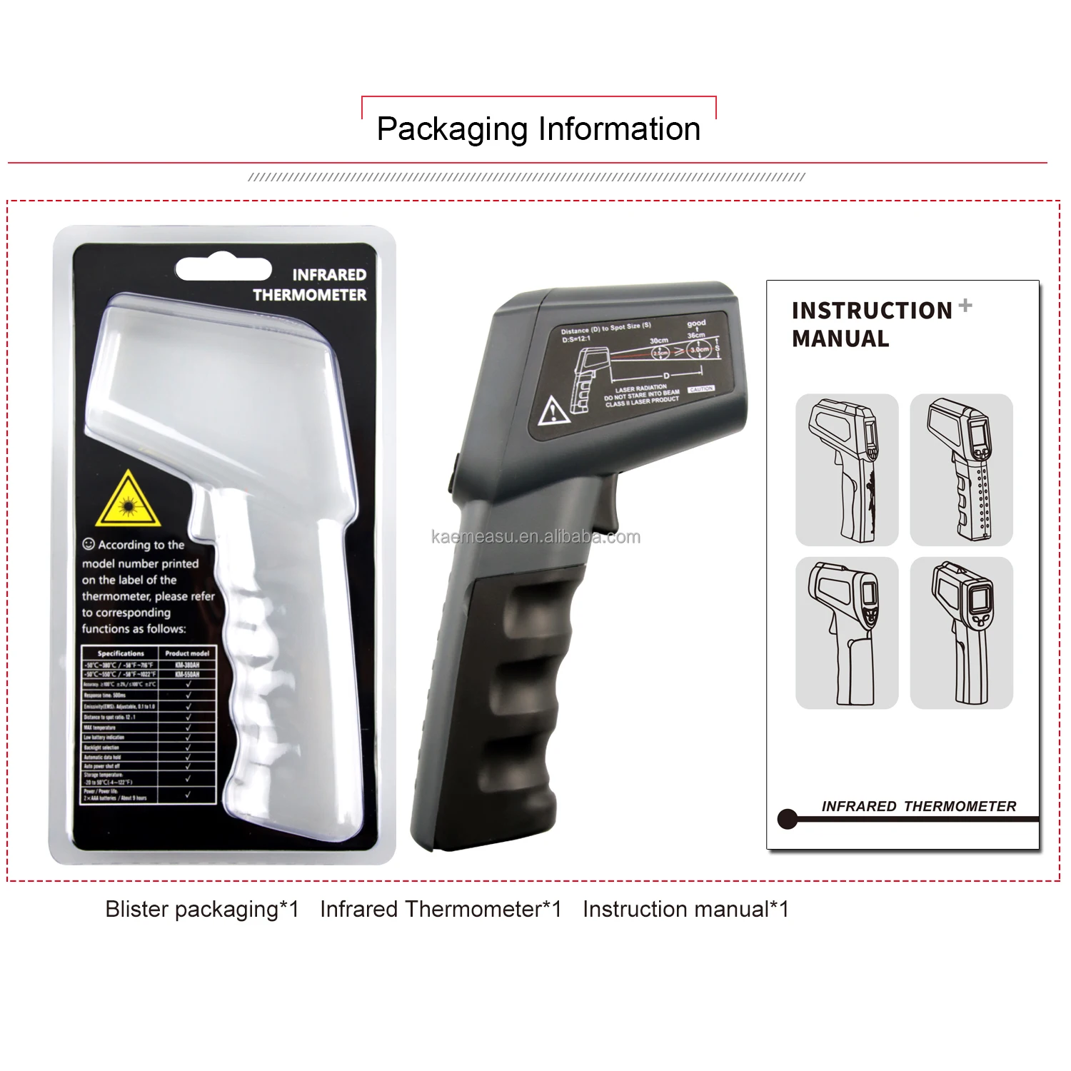 Industrial Digital Laser IR Infrared Gun Thermometer