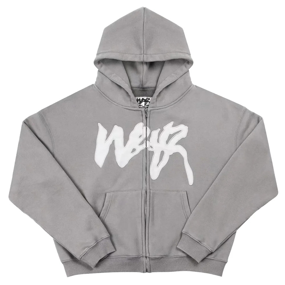 Custom Zips Up Hoodies 100 Cotton Heavyweight Embroidery Logo Zippers