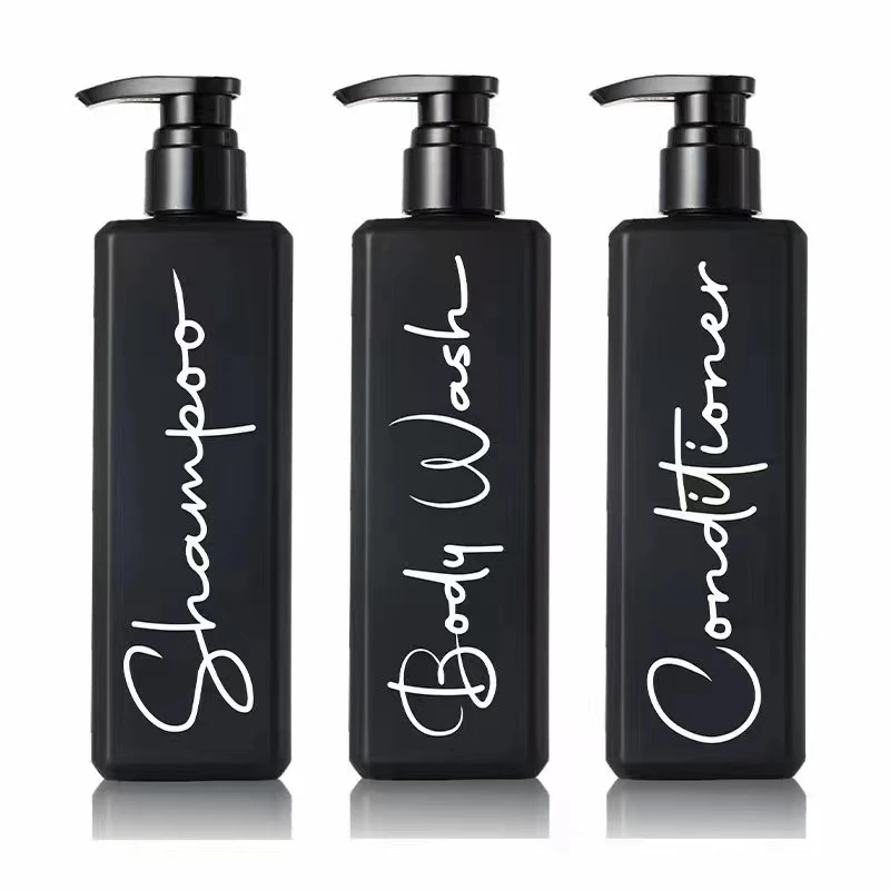 Eco Friendly PET Plastic Empty Refillable Body Wash Gel Lotion Shower Bottle Bathroom Hotel Pump Shampoo Conditioner Bottles