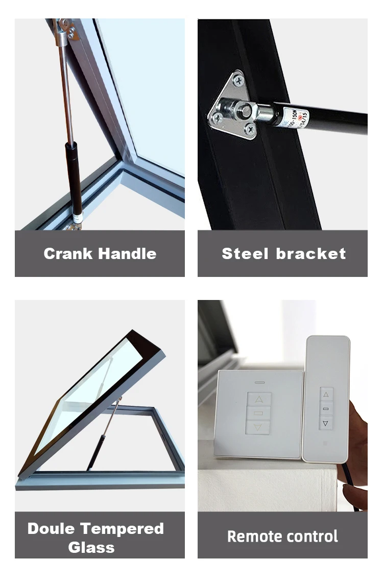 Aluminum Gas Strut Awning Window Double Glazed Glass Aluminum Windows