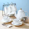 Gold Rim Pumpkin - 1 Pot + 6 Cups + 6 Saucers + 6 Spoons + Rack