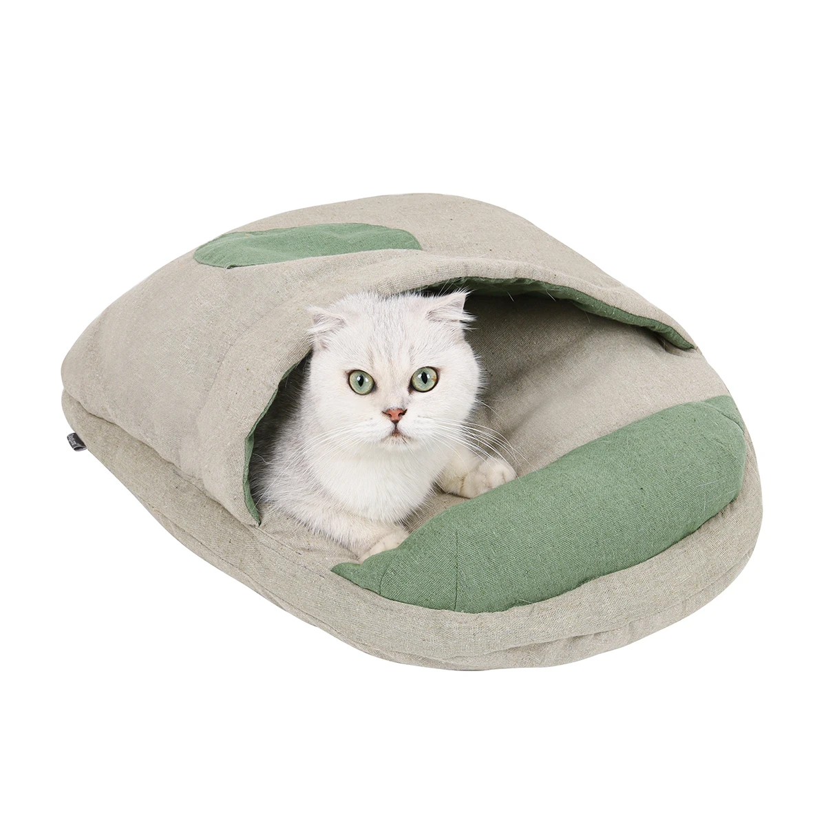 Cozy Soft Cat Sleep Bed With Pillow Linen Foam Japanese Cat Bed Cat
