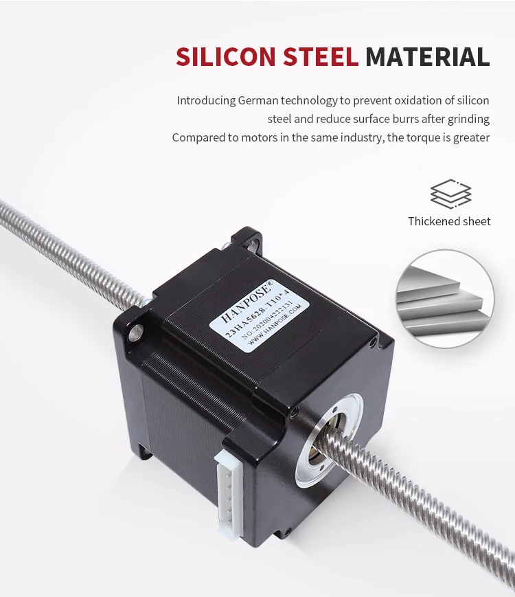 product hanpose through screw motor 24v 28a 126ncm 57ha56 t104 200mm for medical machinery linear through screw stepper motor nema23755-7
