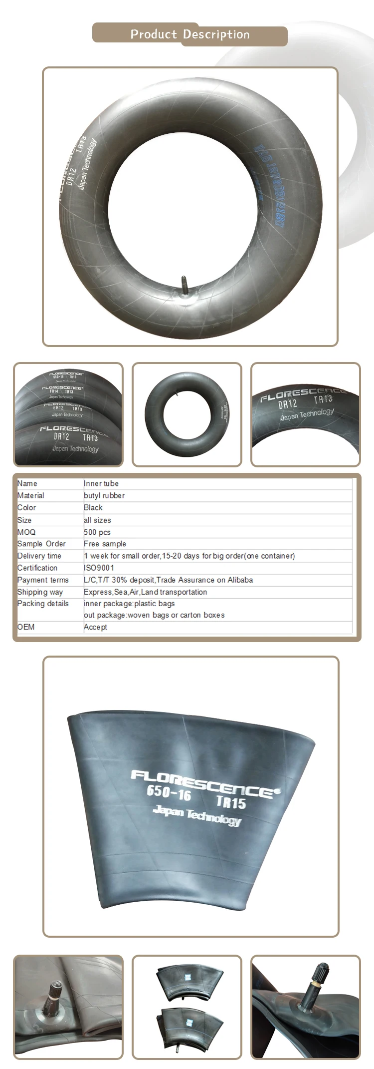 Korea Technology Car Tire Inner Tube 155/165r13 165/175r14 Car Tyre