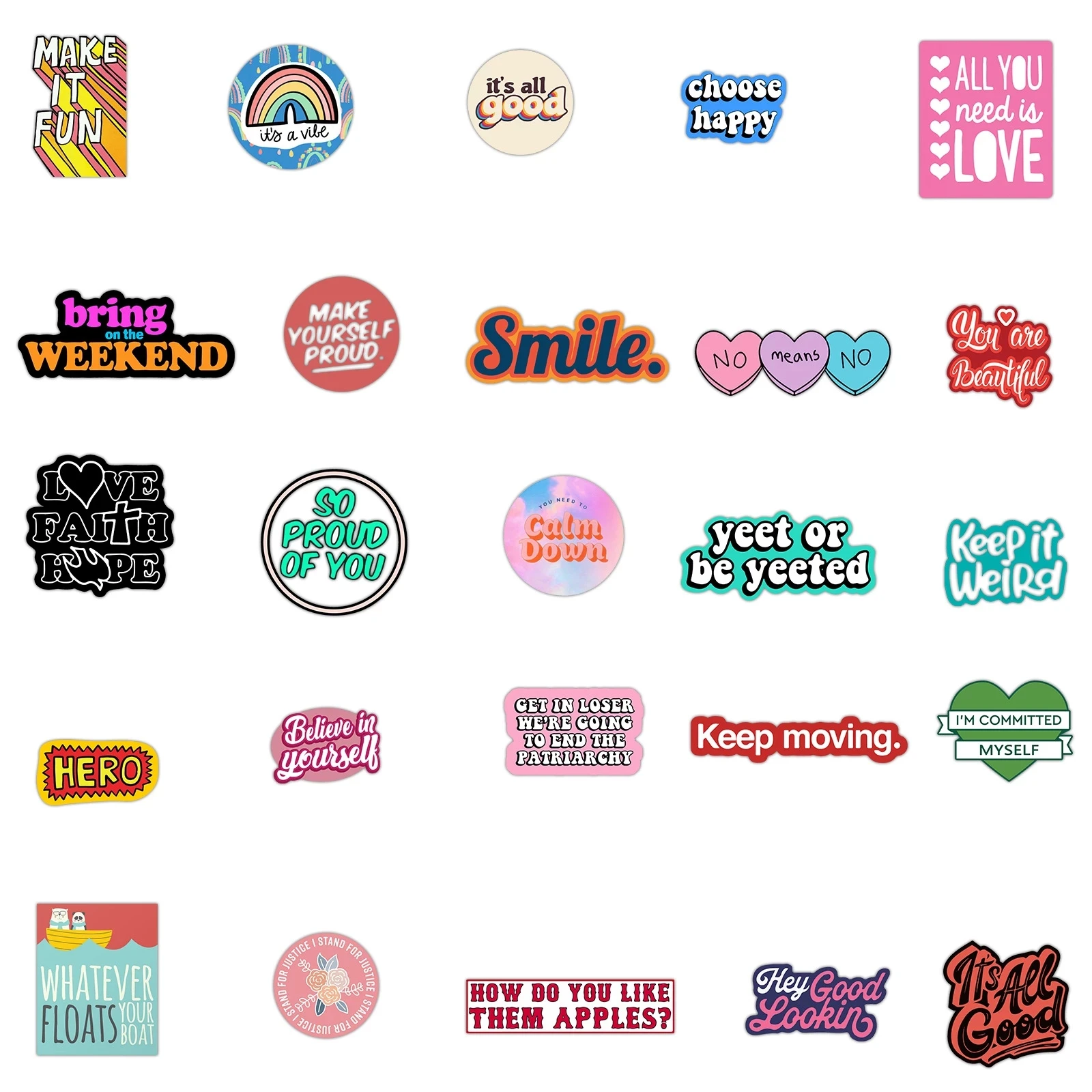 Inspirational Quotes Aesthetic  Stickers Motivation Quote - 25pcs