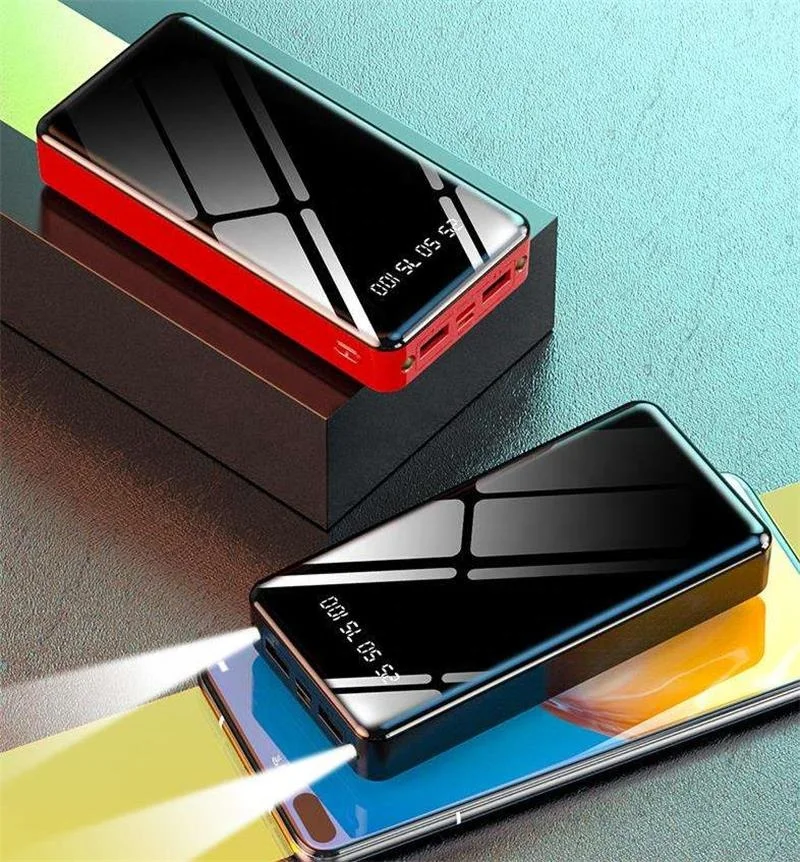 Fast Charging Led Display Mirror Power Bank 20000mah  Phone Chargers Portable High Capacity Logo Customized Mobile Power Supply