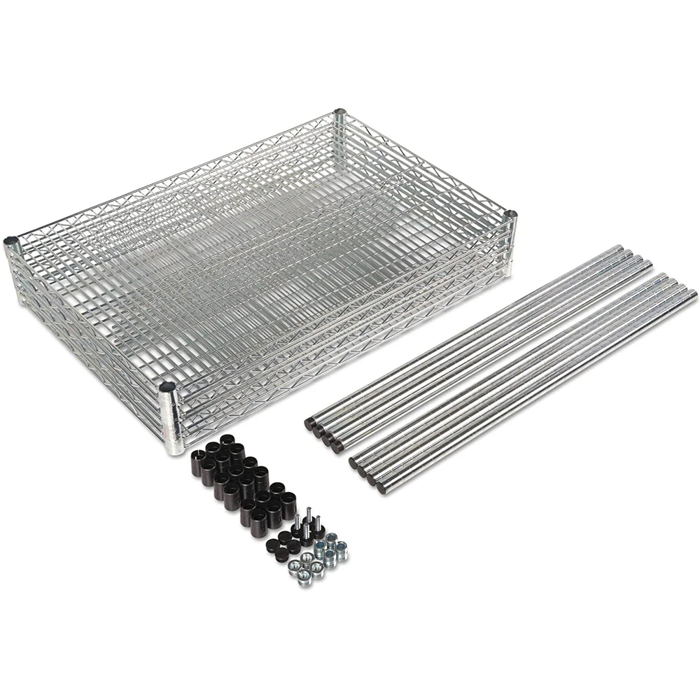 Heavy Duty 4-Tier Wire Shelving Commercial Grade Wire Organization Stainless Steel Rack for Industrial Hospital OEM&ODM Sliver