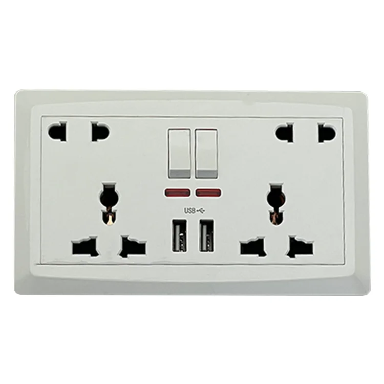 VNX Universal 220V Electrical 3 Pin Plug 13A Multi Wall Socket 2 Usb Wall Socket With Usb Ports