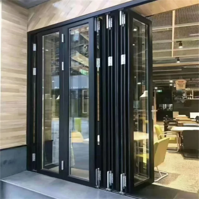 High Quality Aluminum Alloy Electric Folding Door for Balconies & Factories Typhoon-Resistant & Anti-Pinch