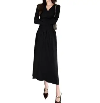 Factory  high quality lady elegant Sweater solid color Spandex dresses women