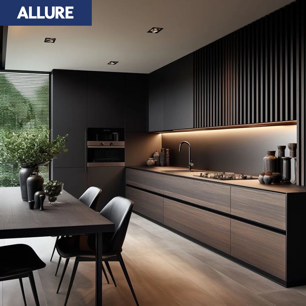 Allure Complete Smart Custom Kitchenette Cupboards Modern Islands Solid Wood Complete Cuisine Storage Furniture Kitchen Cabinets