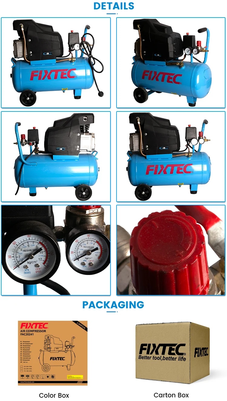 FIXTEC 220V 2HP 24L 8 Bar Air Compressor - Portable & Efficient