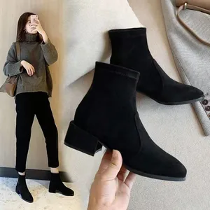 Fashion Trend High Heel Winter Boots (6-8cm) with Back Zipper Round Toe & Warm Design